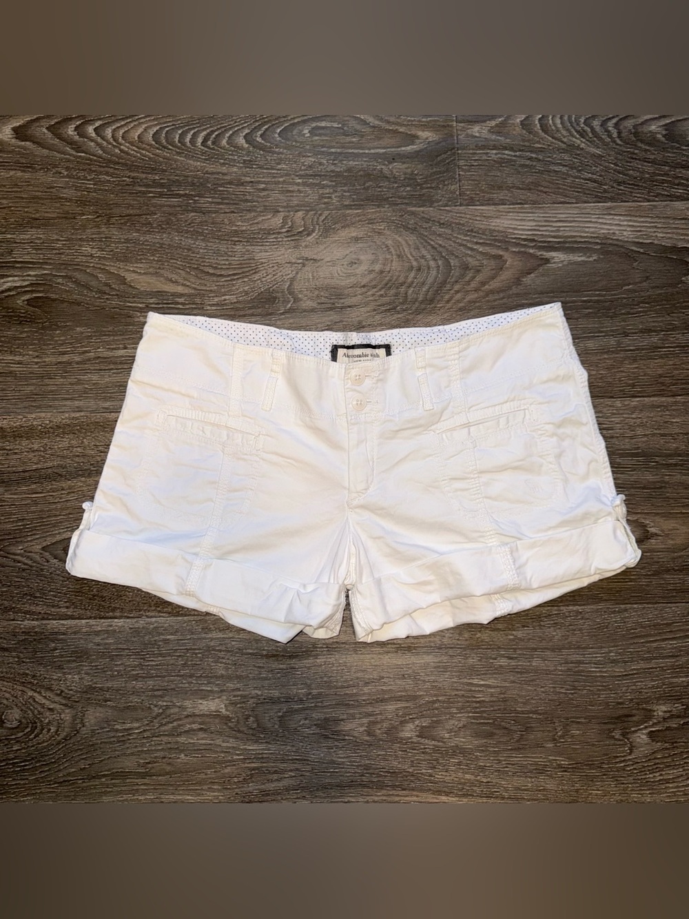 vintage y2k low rise abercrombie & fitch poplin cuff cargo utility mini shorts
